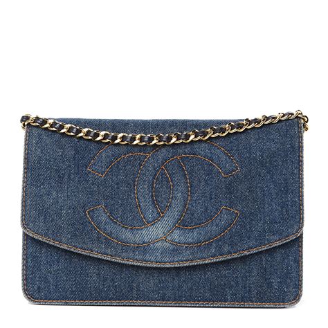 chanel denim wallet on chain.